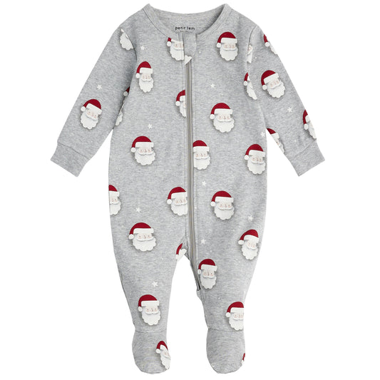 Santa Print Footed Zipper Sleeper
