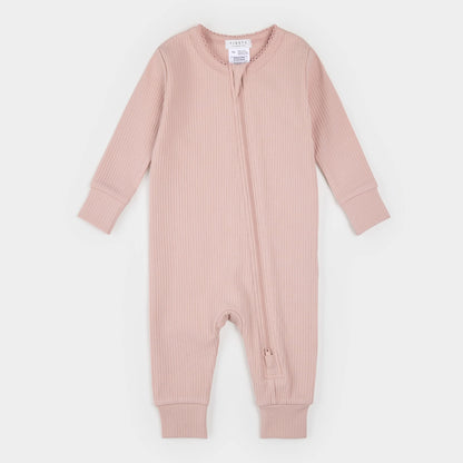 Modal Rib Scalloped Sleeper - Rose