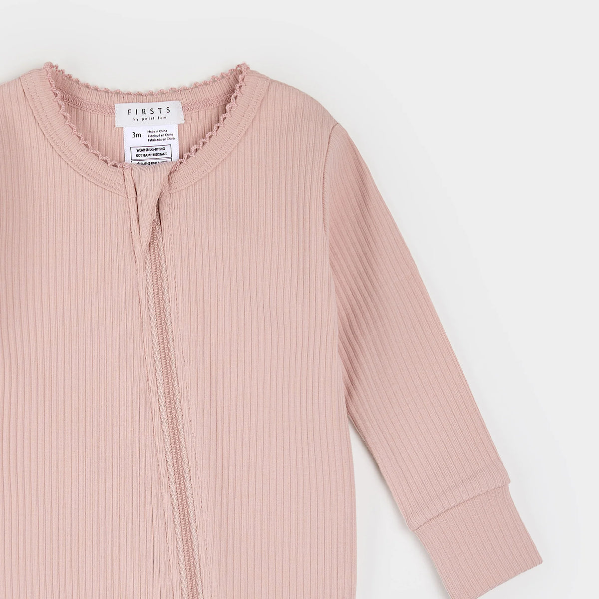 Modal Rib Scalloped Sleeper - Rose