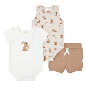 3PC Bodysuit and Shorts Set - Bunny