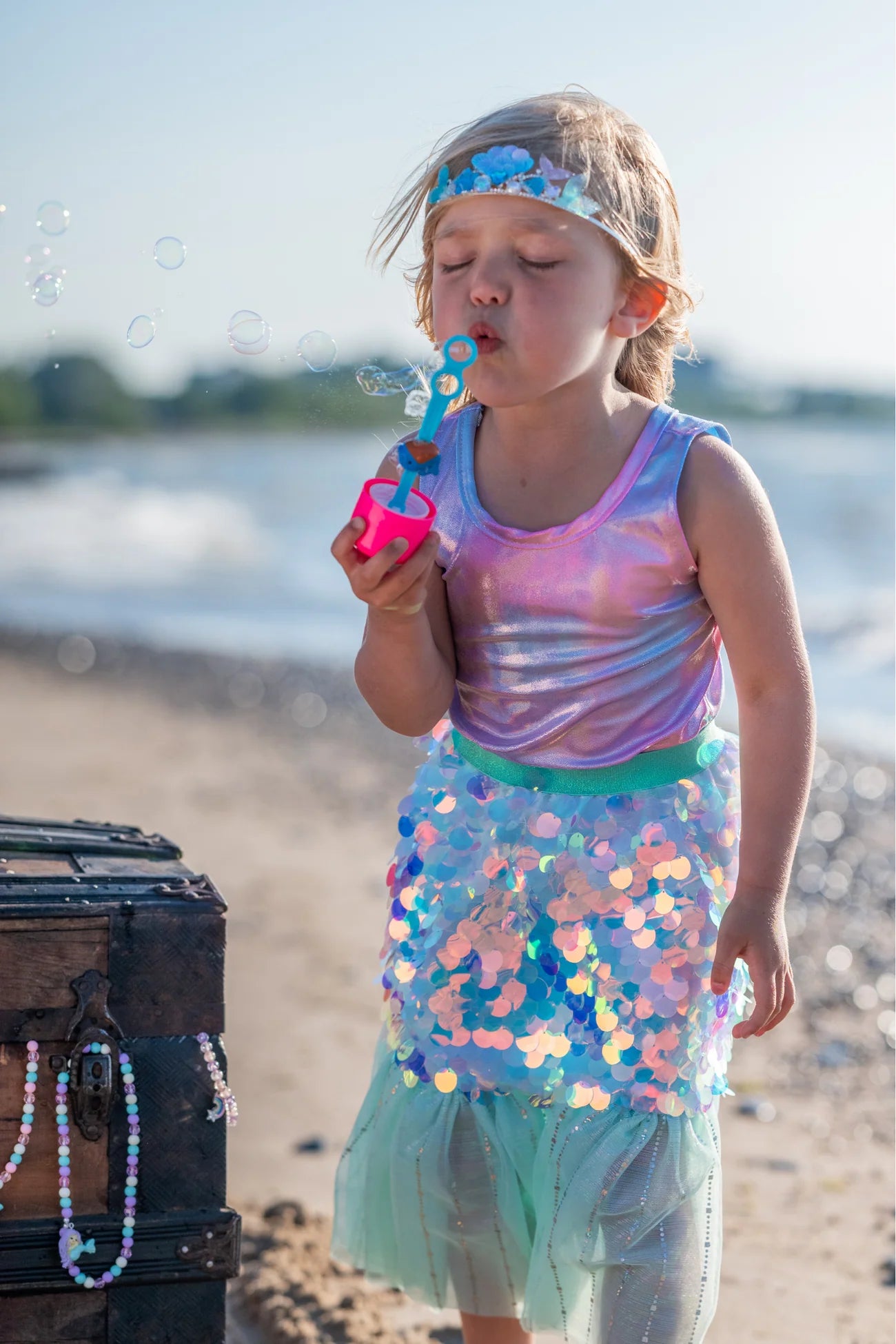 Bling Bling Mermaid Skirt and Hairclip Set - Pink