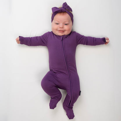 Footed Zipper Sleeper - Deep Plum