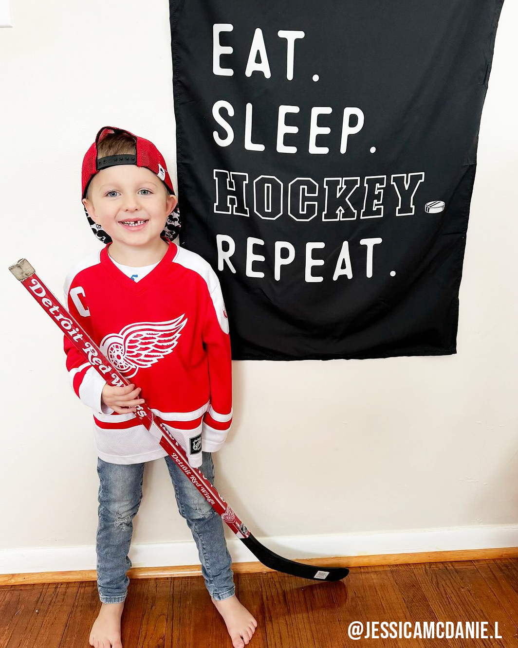Eat Sleep Hockey Banner | Kids Sports Room Decor