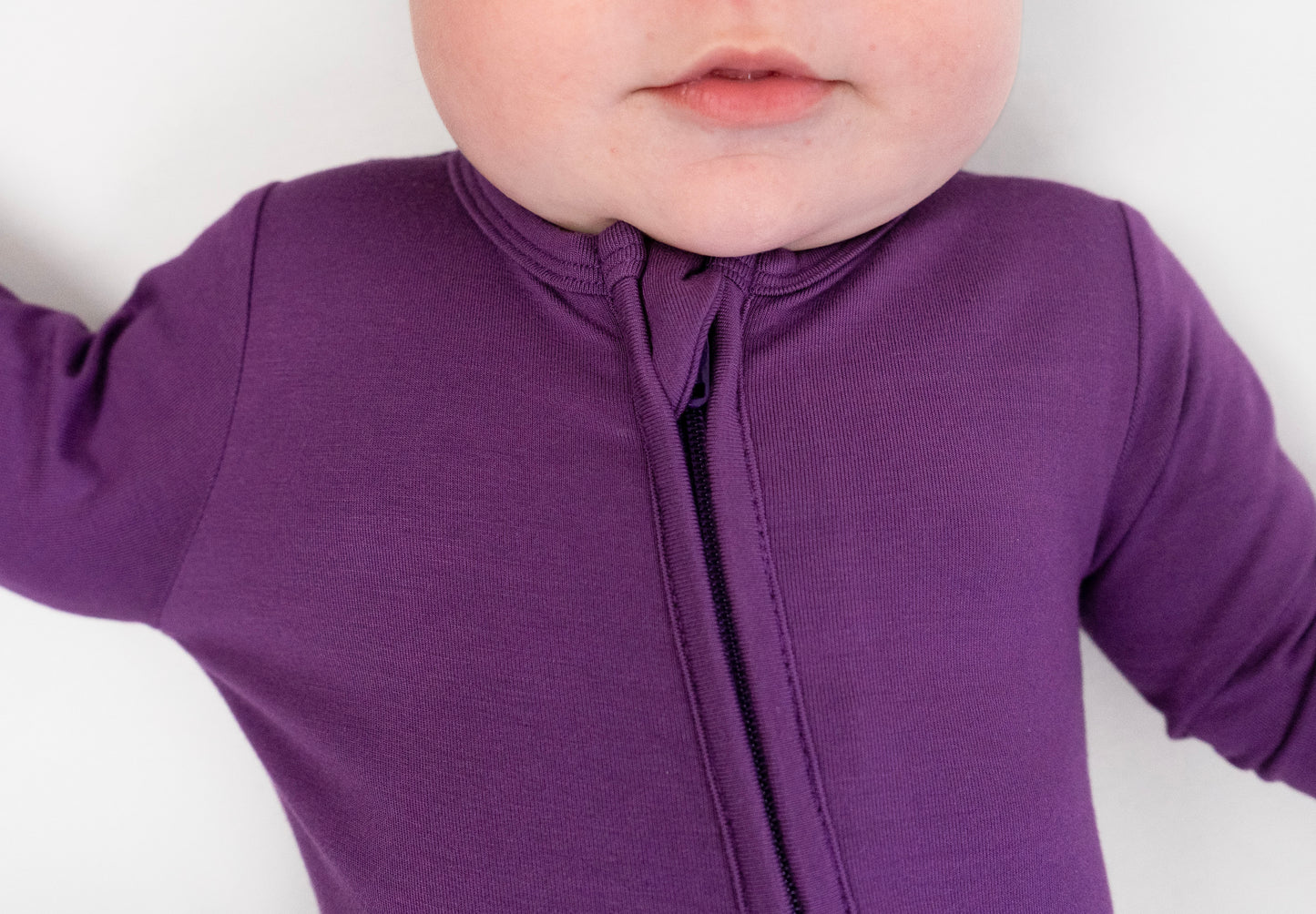 Footless Sleeper with Fold-Over Cuffs - Deep Plum