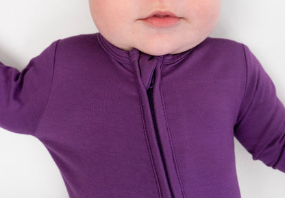 Footless Sleeper with Fold-Over Cuffs - Deep Plum