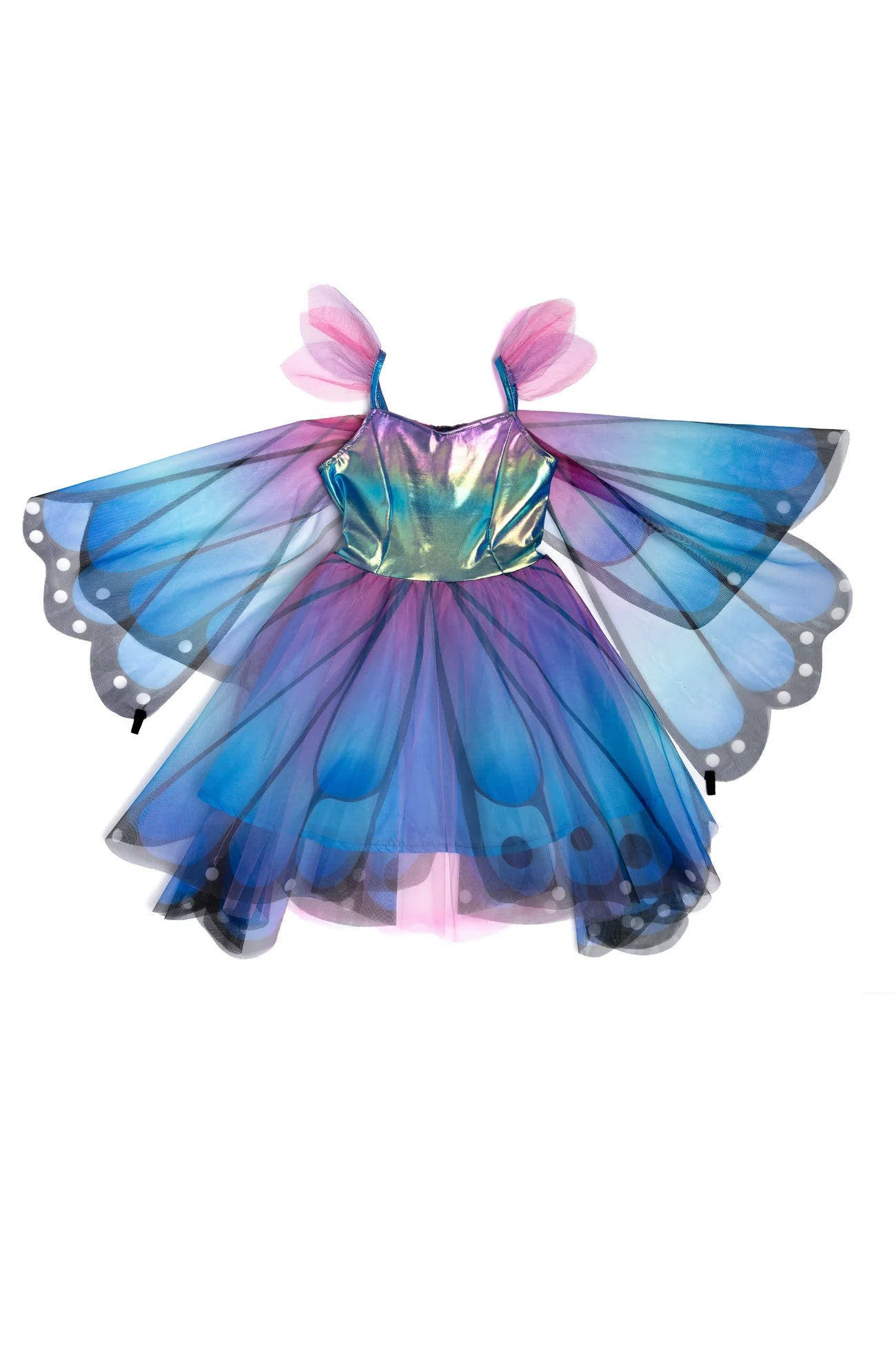 Butterfly Twirl Dress with Wings and Headband - Blue/Purple