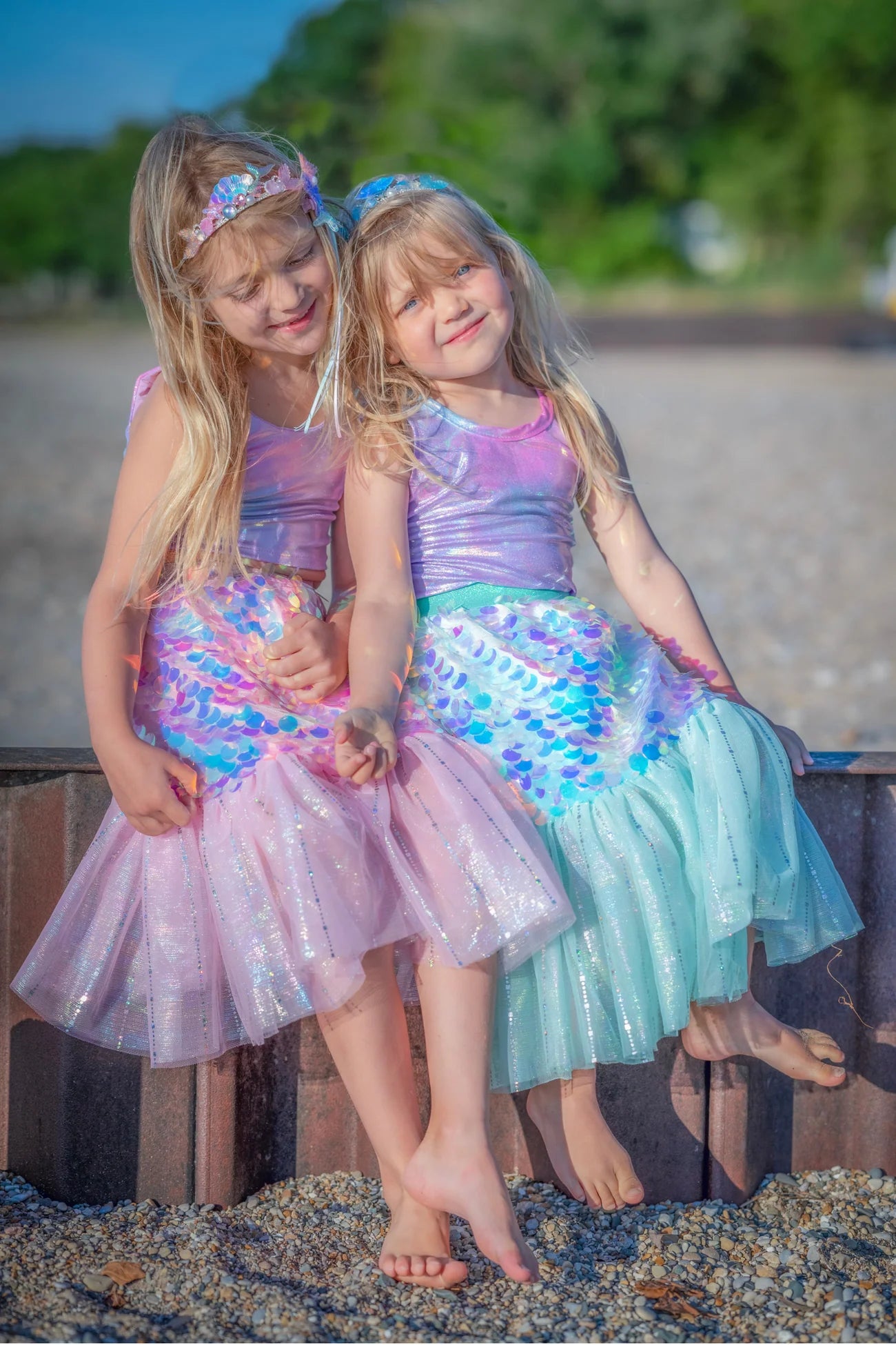 Bling Bling Mermaid Skirt and Hairclip Set - Pink