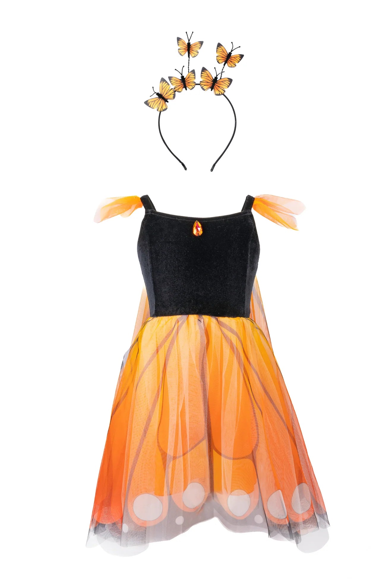 Butterfly Twirl Dress with Wings and Headband - Monarch
