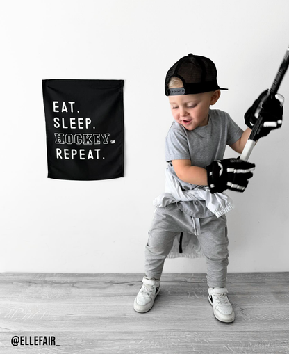 Eat Sleep Hockey Banner | Kids Sports Room Decor