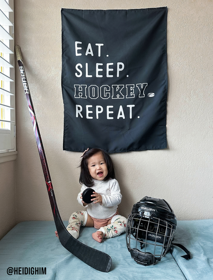 Eat Sleep Hockey Banner | Kids Sports Room Decor
