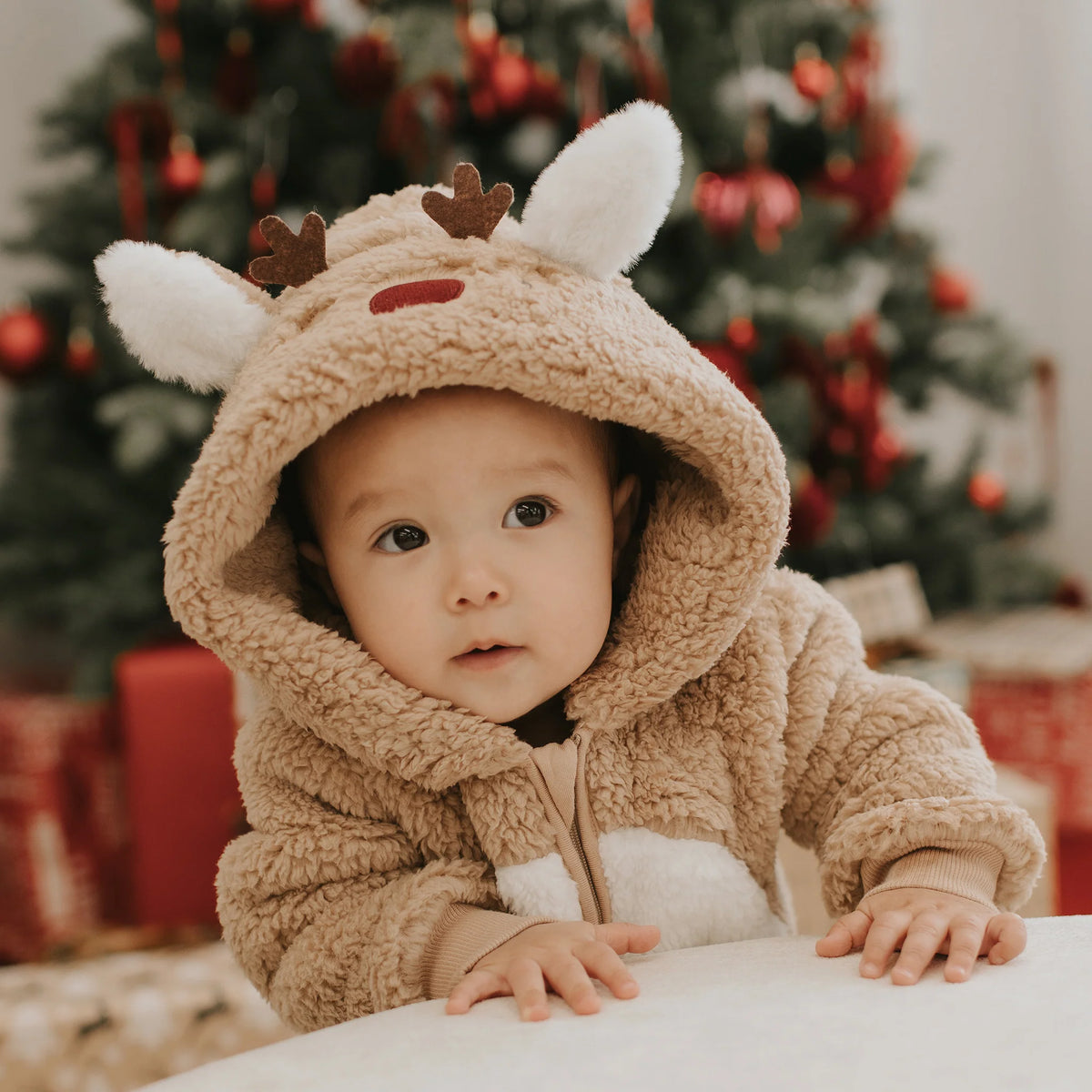 Littlest Reindeer Sherpa Playsuit
