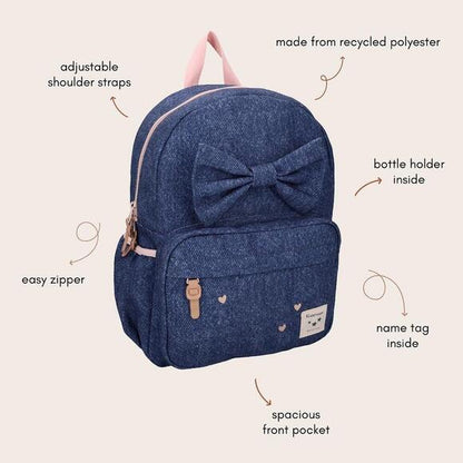 Small Backpack - Denim Bow