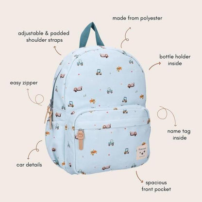 Small Backpack - Blue Vehicles