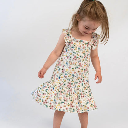 Ruffled Sleeves Bell Dress - Spring Meadow