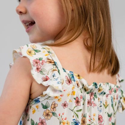 Ruffled Sleeves Bell Dress - Spring Meadow