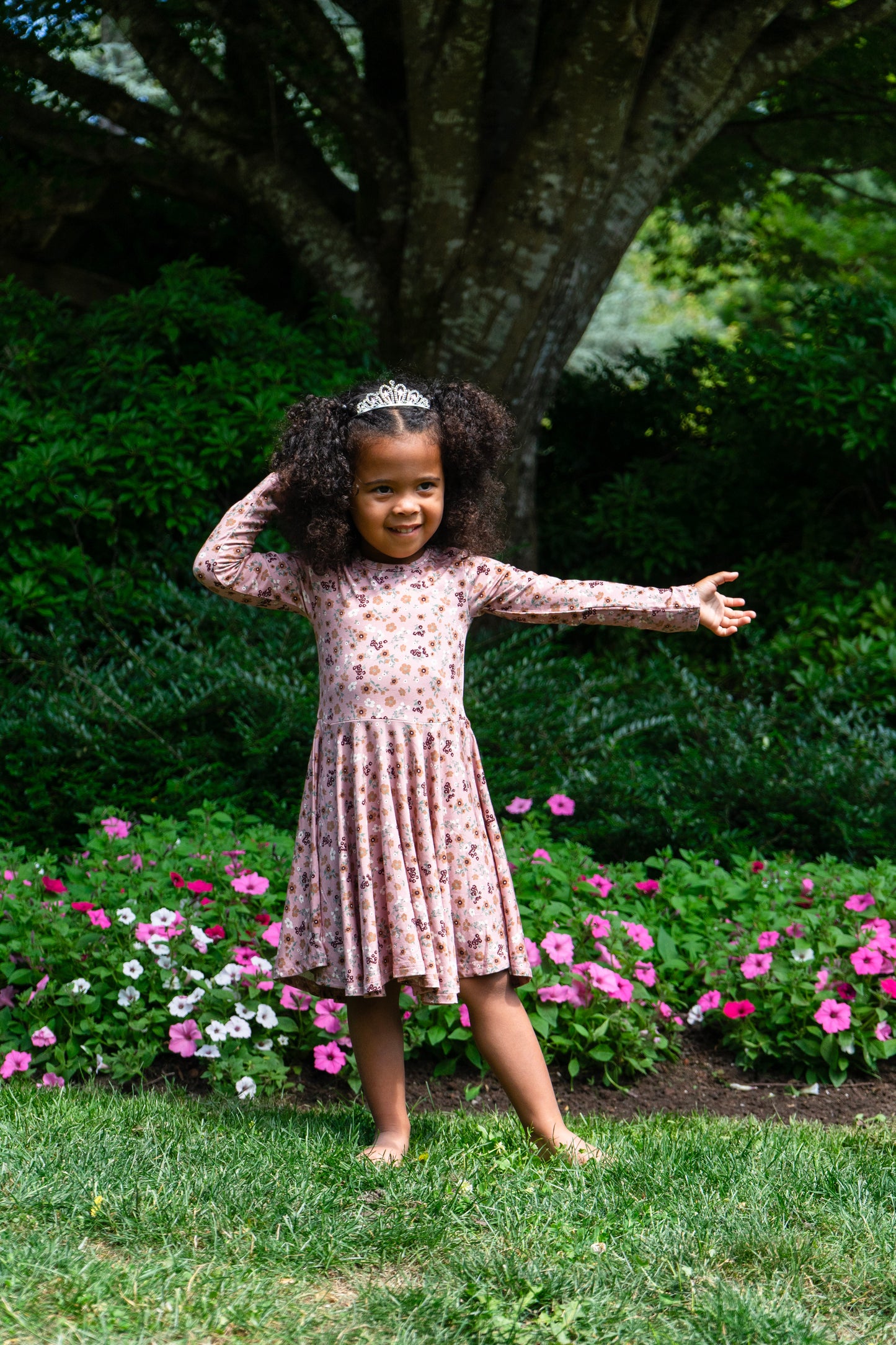 Long Sleeve Twirl Dress - Velvet Garden