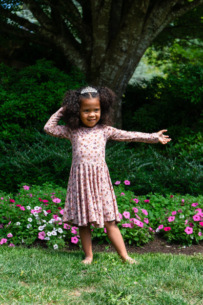 Long Sleeve Twirl Dress - Velvet Garden