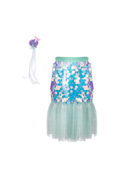 Bling Bling Mermaid Skirt and Hairclip Set - Mint