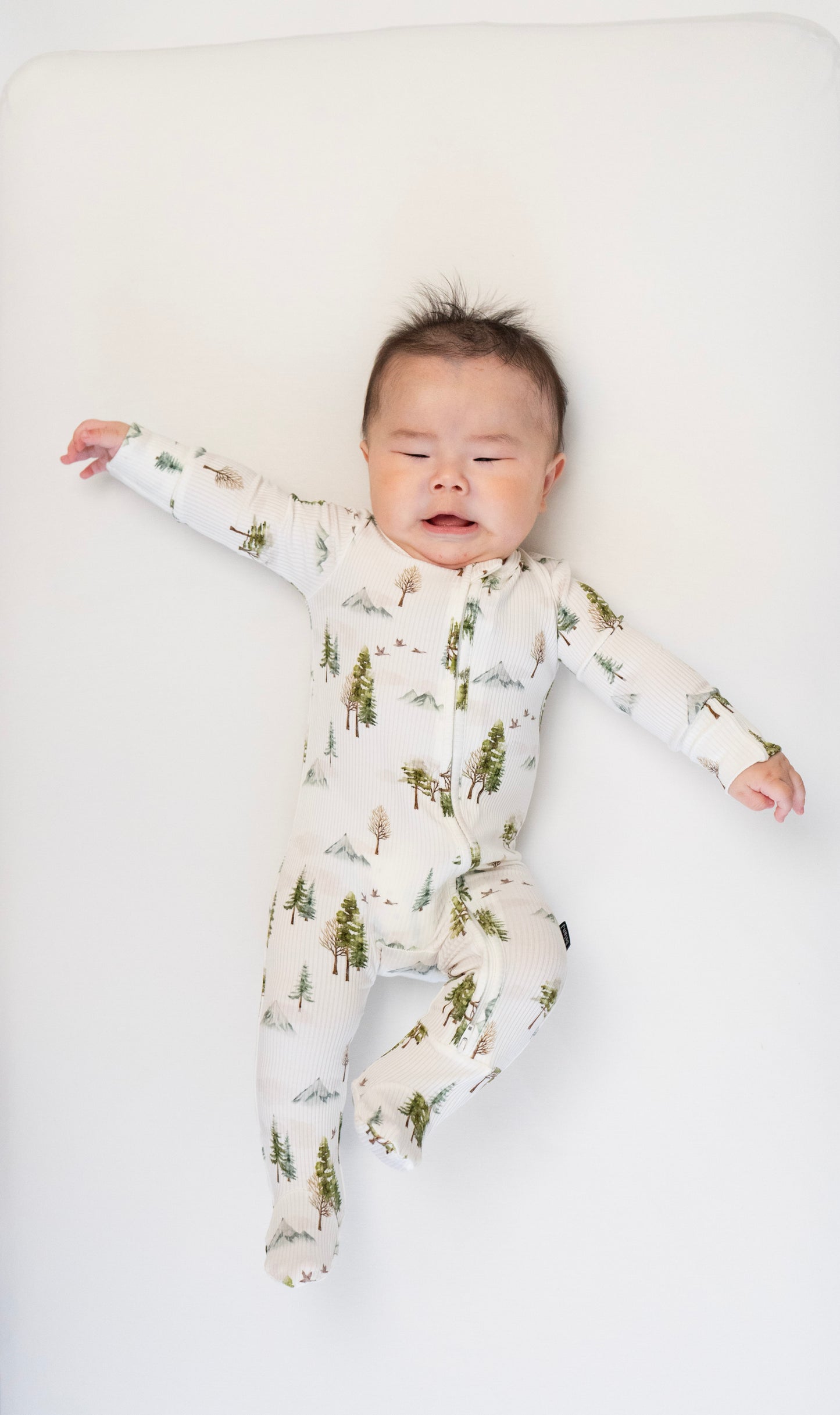 Ribbed Bamboo Footed Zipper Sleeper - Misty Forest