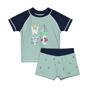 UV Short Sleeve Swim Set - Sail Boat