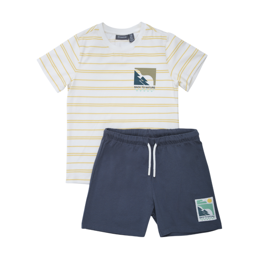 T-Shirt & Shorts Set - Yellow Stripe