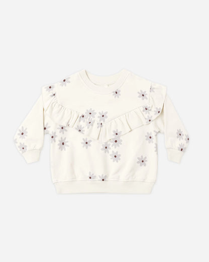 Ruffle Fleece Sweatshirt - Blue Daisy