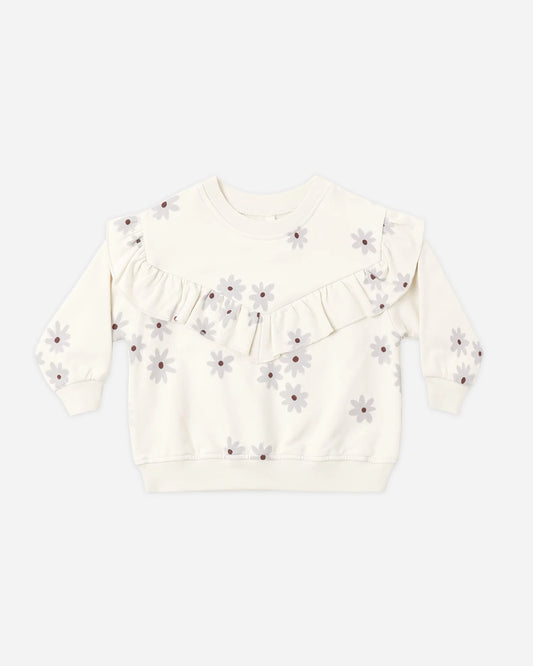Ruffle Fleece Sweatshirt - Blue Daisy