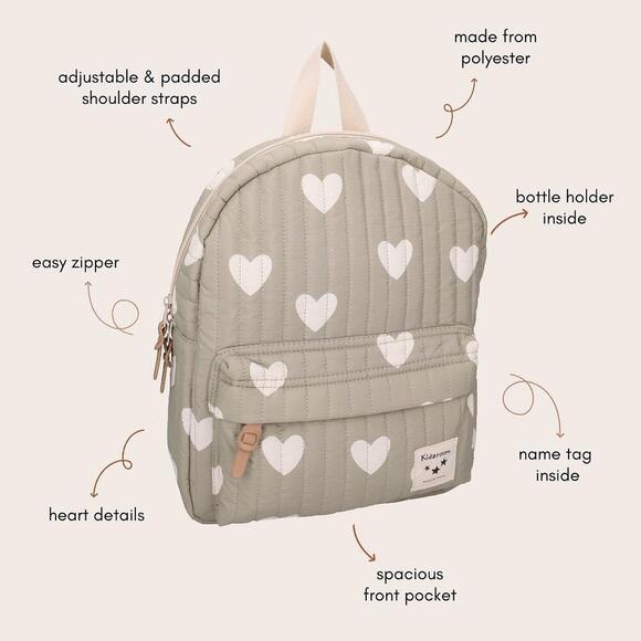 Mini Backpack - Quilted Green Hearts