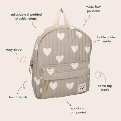 Mini Backpack - Quilted Green Hearts