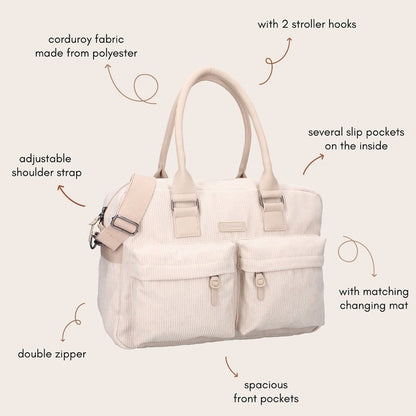 Diaper Bag - Cream Corduroy