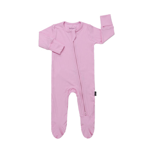 Footed Zipper Sleeper - Ribbed Pastel Orchid