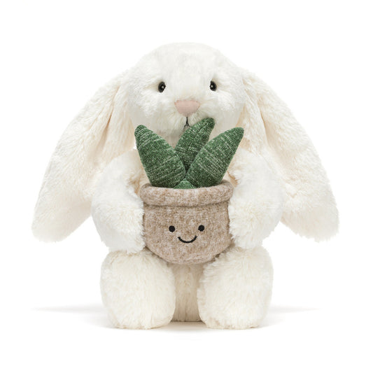 Cream Bunny with Plant
