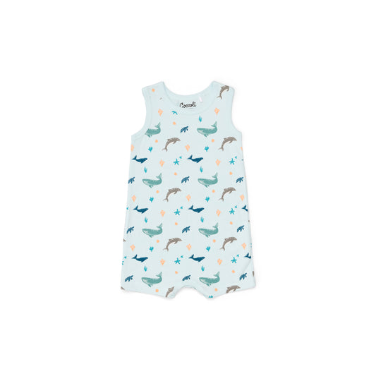 Cotton Romper - Ocean