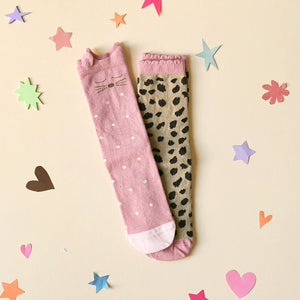 2 Pack Socks - Clara Cat Leopard