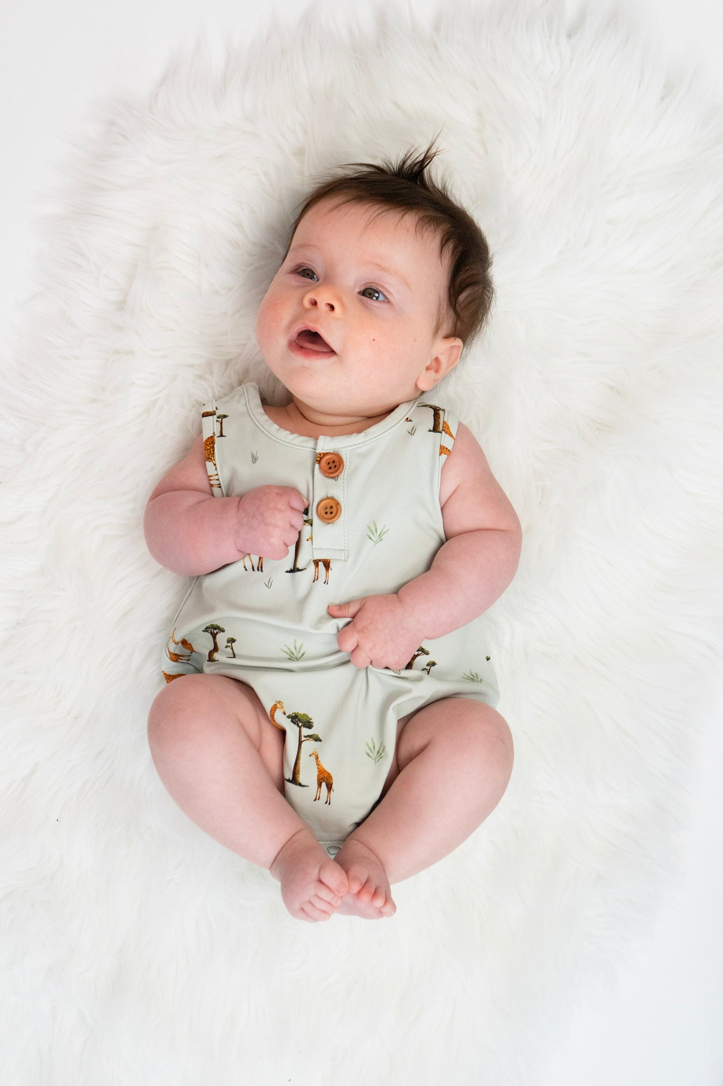 Sleeveless Bubble Onesie - Giraffes