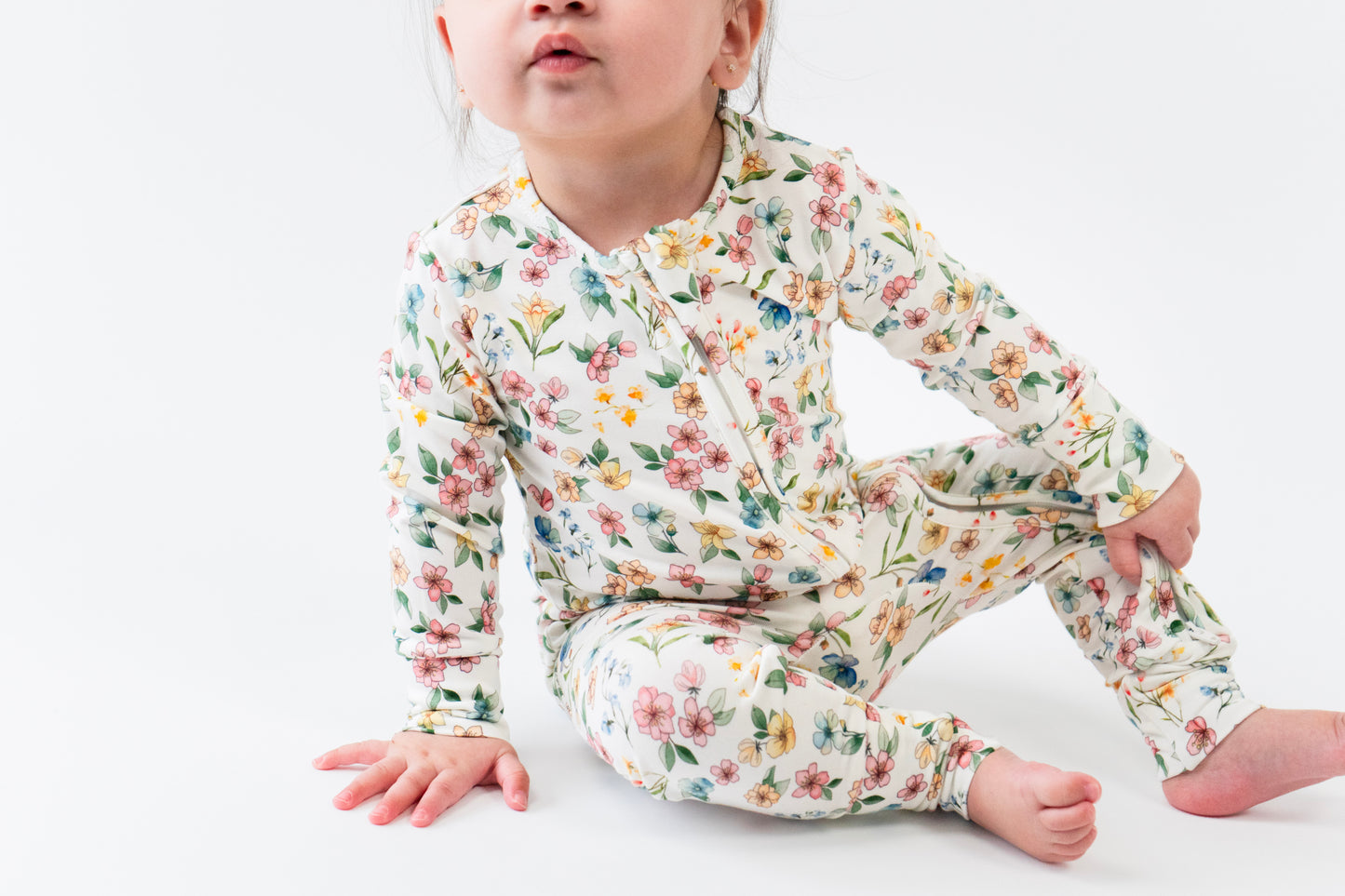 Footless Sleeper with Fold-Over Cuffs - Spring Meadow