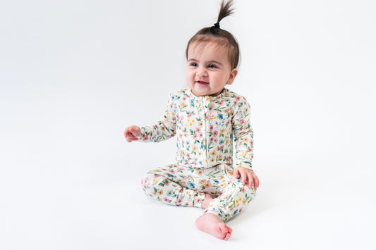 Footless Sleeper with Fold-Over Cuffs - Spring Meadow