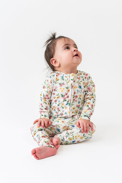 Footless Sleeper with Fold-Over Cuffs - Spring Meadow