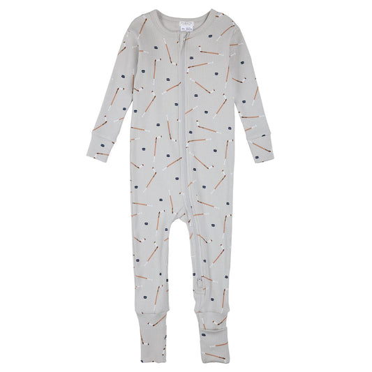 Convertible Ribbed Sleeper - Hockey Sticks