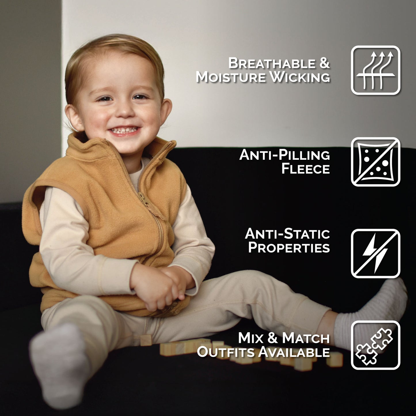 Kids Fleece Vest - Soft Brown
