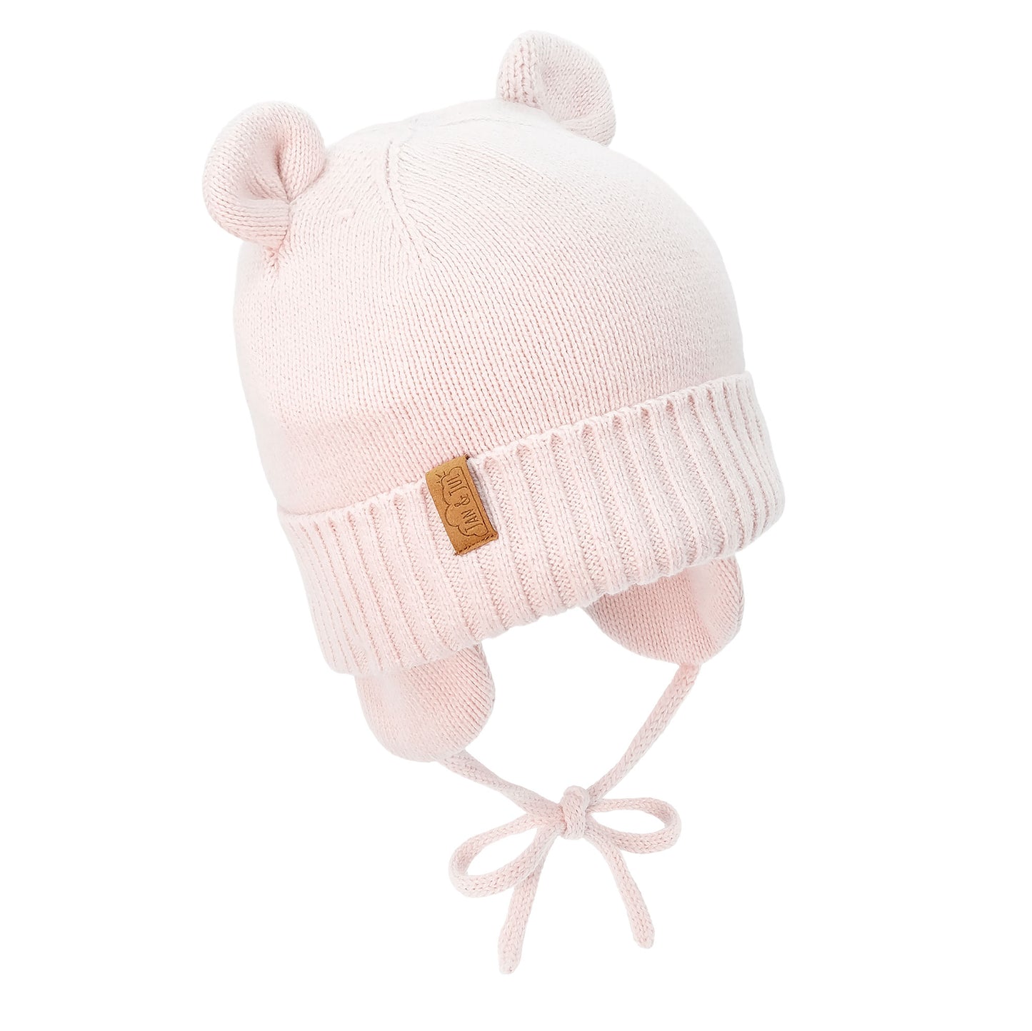 Knit Winter Bear Hat - Light Pink