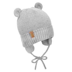 Knit Winter Bear Hat - Soft Grey