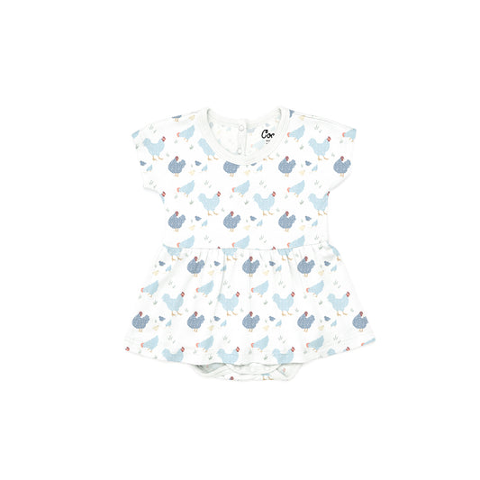 Modal Skirted Romper - Chickens