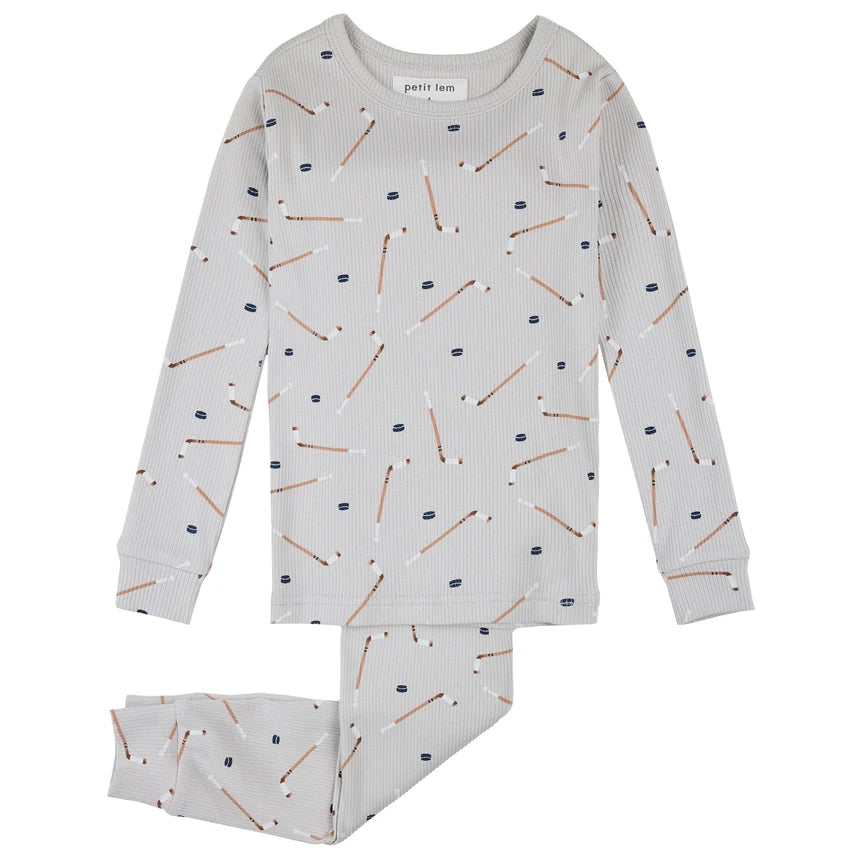 Long Sleeve PJ Set - Hockey Sticks