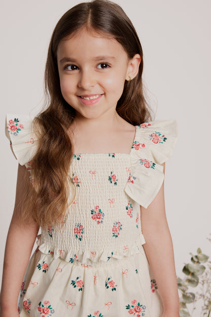 Ruffle Sleeve Top and Skirt Set