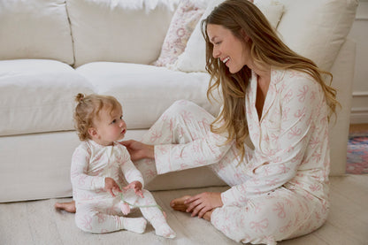 Zipper Sleeper Footless - Pink Bows