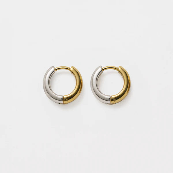 Mini Two-toned Huggies in stainless steel