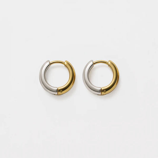 Mini Two-toned Huggies in stainless steel