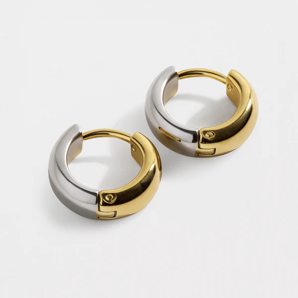 Mini Two-toned Huggies in stainless steel