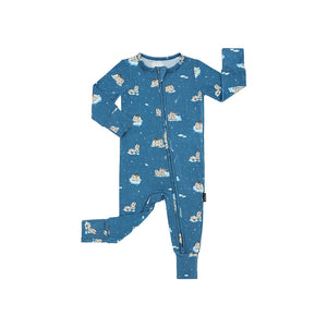 Footless Sleeper with Fold-Over Cuffs - Penguins (Night Sky)